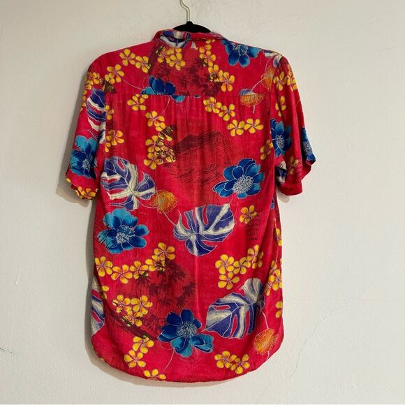 Jams World Men's Aloha Floral Hawaiian Button Front Short Sleeve Shirt Aloha Red - Picture 8 of 10